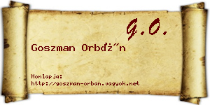 Goszman Orbán névjegykártya
